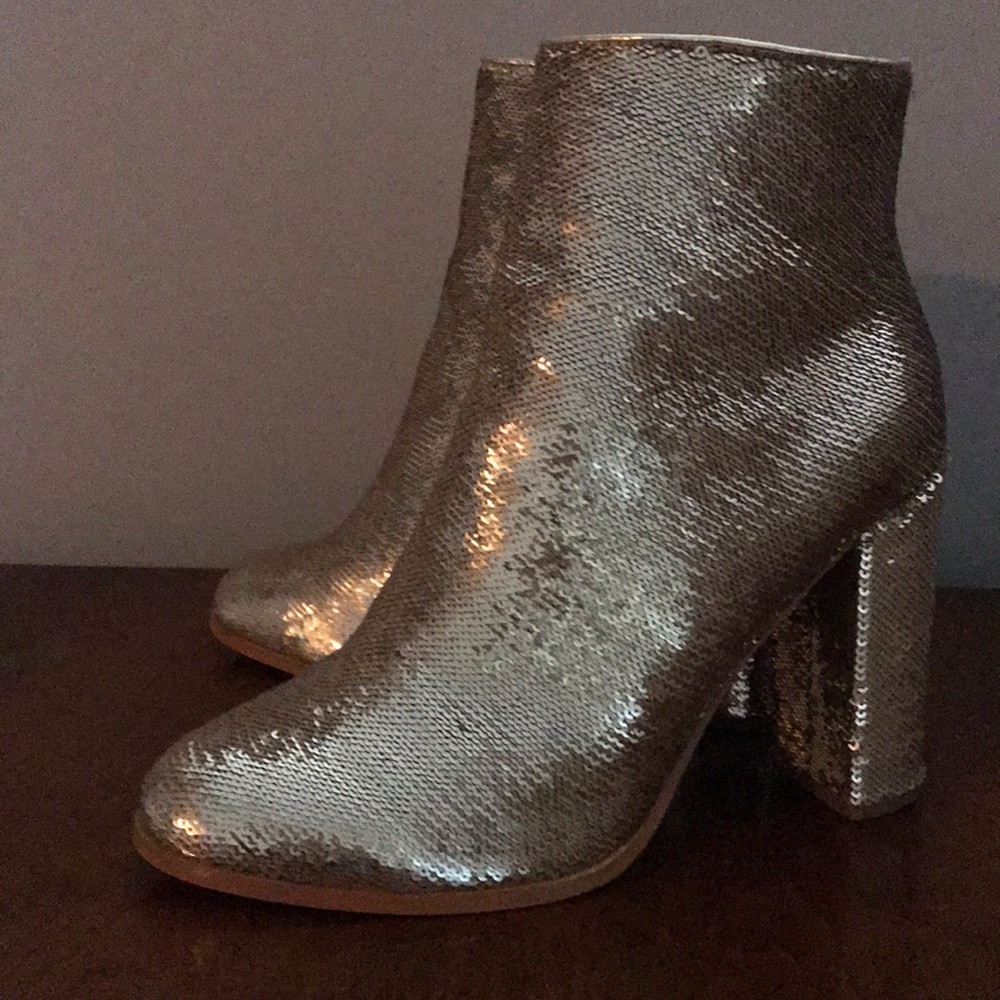 Gold Sequin Ankle Boots